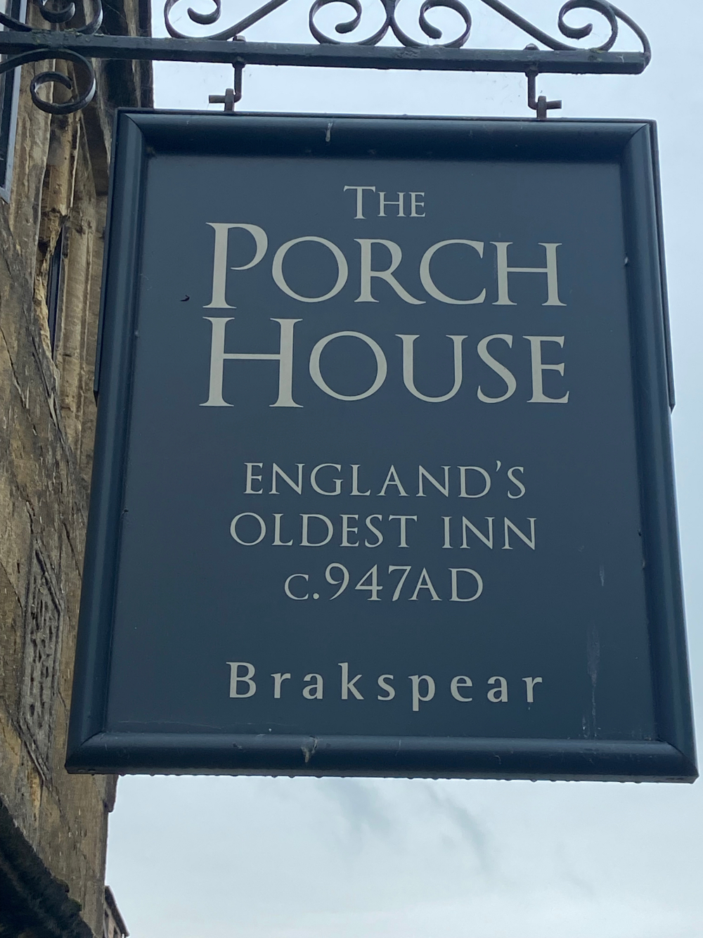 The Porch House sign - England's Oldest Inn